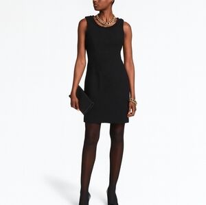 Banana Republic Wool Blend Black Sleeveless Lined Dress Ruffled Accents 8